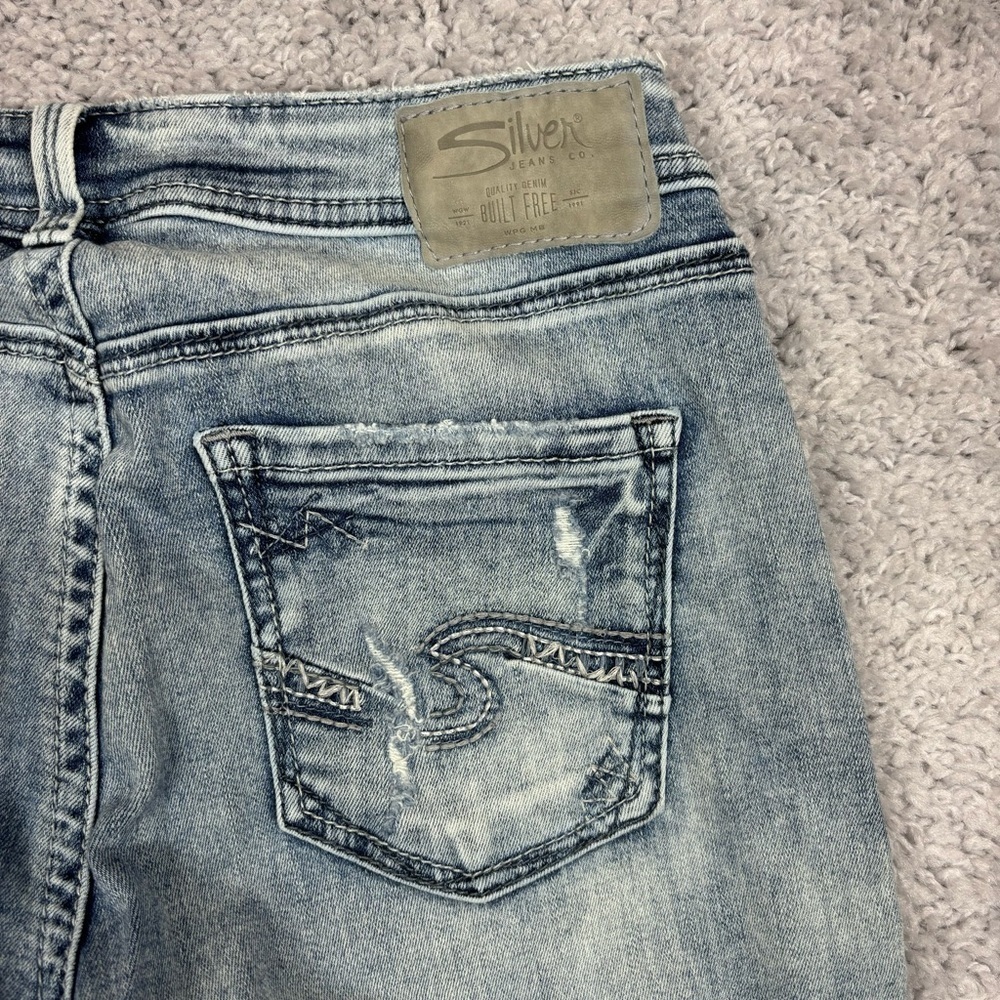 Silver Jeans Women's Skinny Distressed Light Blue Denim